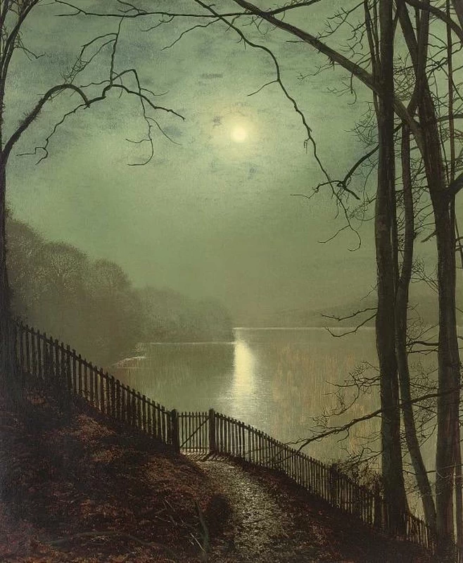 Chiaro di luna sul lago Roundhay Park Leeds